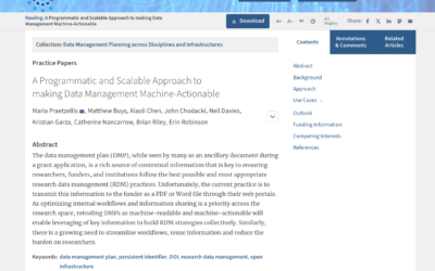 New Publication: A Programmatic and Scalable Approach to making Data Management Machine-Actionable